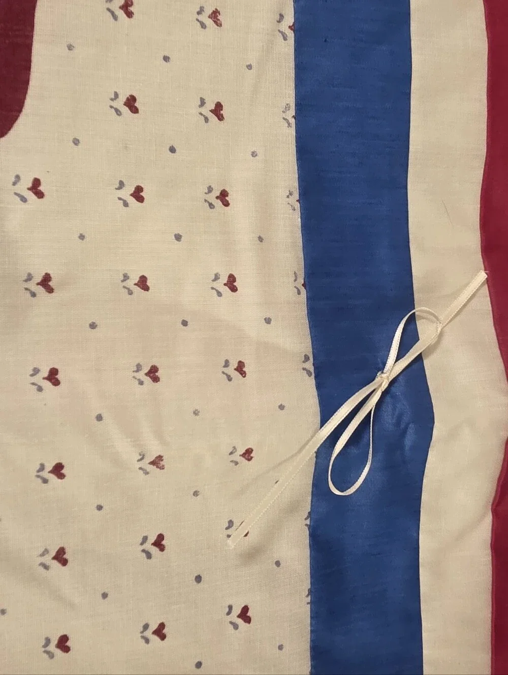 Hand Made Plush Bear Print Baby Blanket in Red, Blue & White